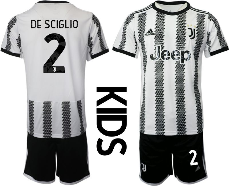 Youth 2022-2023 Club Juventus FC home white #2 Soccer Jersey